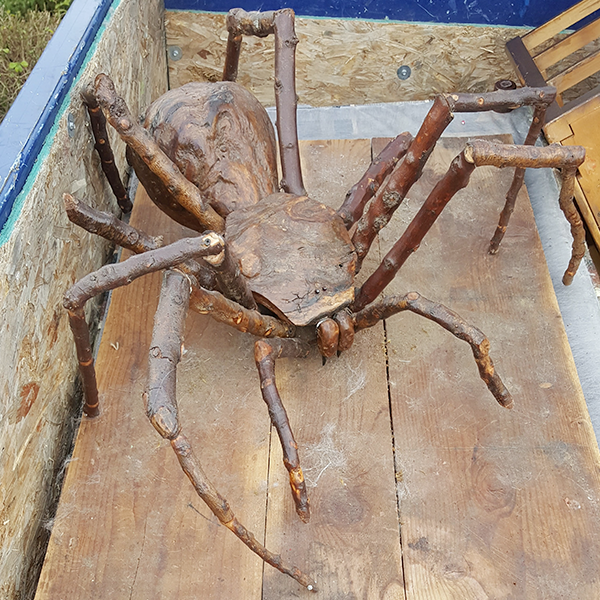 This thing gave our South Bay franchise the creepy-crawlies! It must have really bugged its owner, too, which is why we ended up with it. This wooden spider was hand-carved by a client for a high school project about 25 years ago.