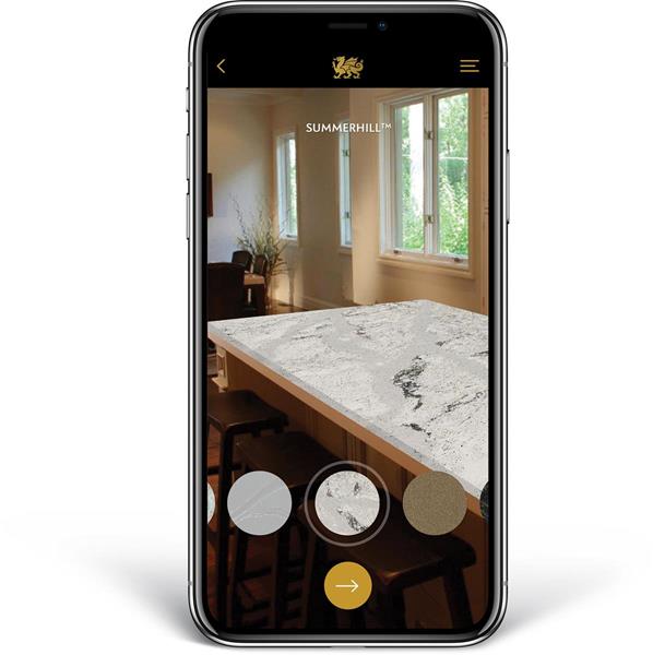Cambria AR allows consumers and trade professionals to virtually map countertops and overlay Cambria designs, replacing the existing surface with the virtual design. 