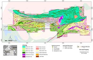 Figure 2: Pen Gold Project Geology Map with Structural Interpretation