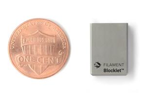 Size Comparison: Filament’s Blocklet USB Device Shown Next To A Penny