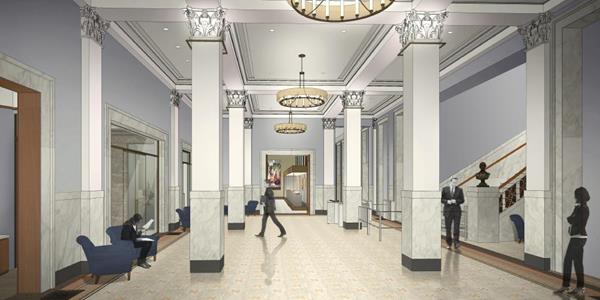Rendering of the Newberry's renovated lobby.