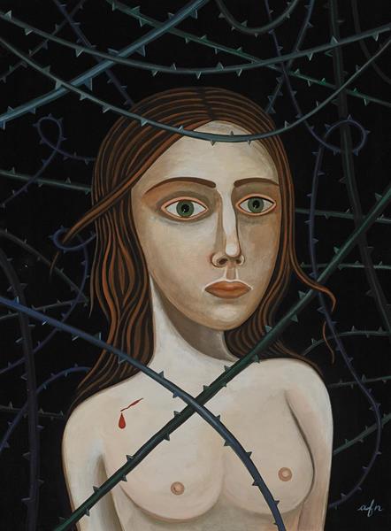 Anne Faith Nicholls, Through the Thorns, acrylic on canvas, 24 x 18 inches