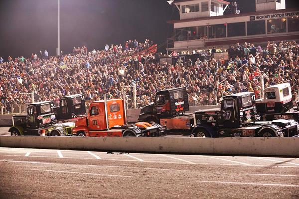 The Bandits line up in front of a sold out crowd at Hickory Motor Speedway last October.  They return to the World's Most Famous Short Track August 11th.