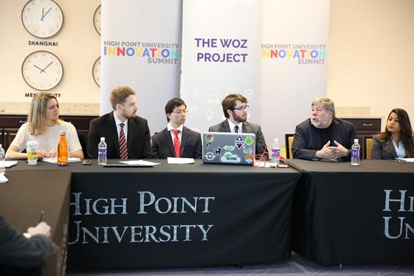 Wozniak held a working session with computer science students who he began mentoring in 2016 in their efforts to build an autonomous, self-driving vehicle.