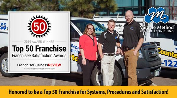 Miracle Method Surface Refinishing is named one of the Top 50 Franchises by Franchise Business Review, an independent market research firm. 