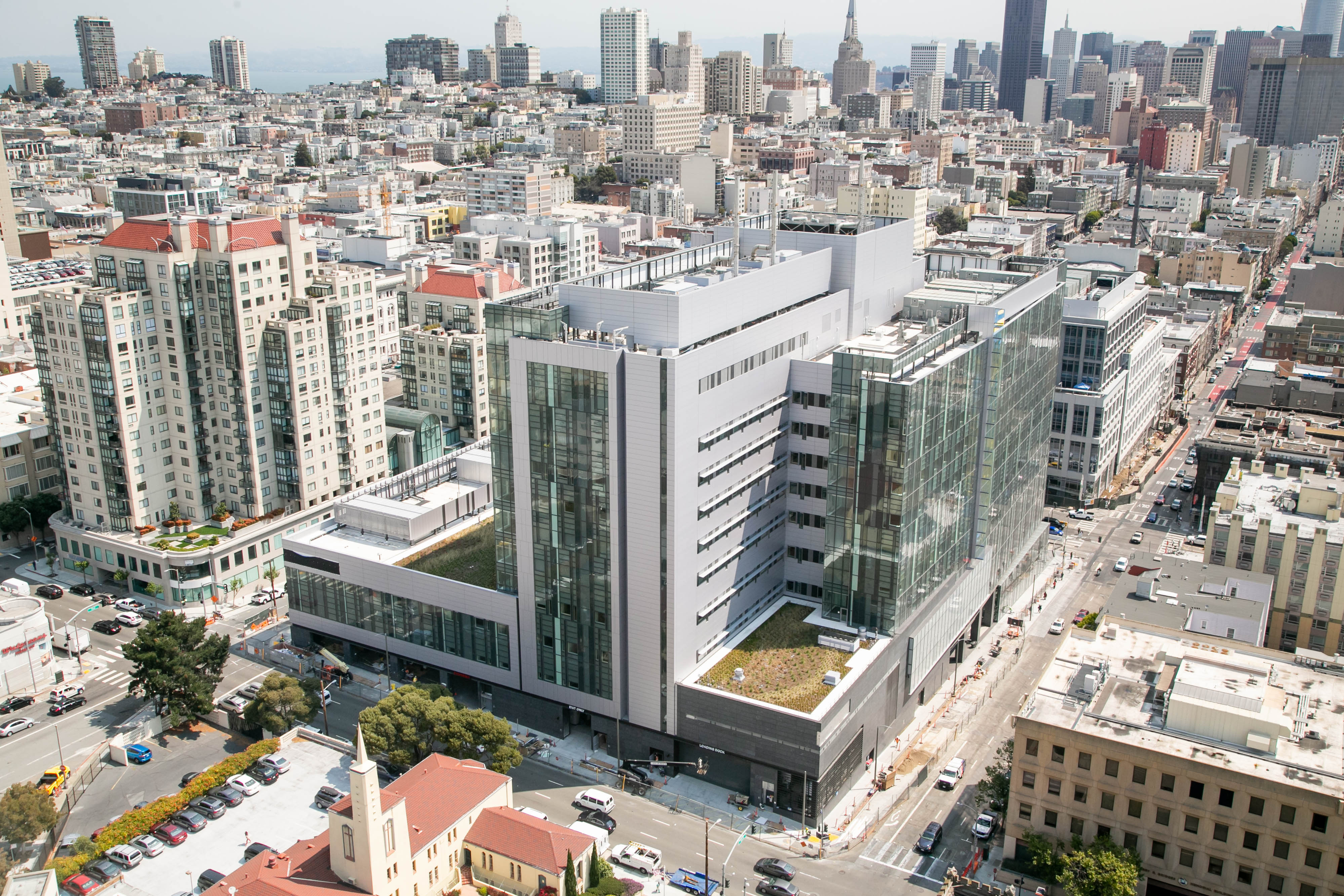 Sutter's new, 1 million square-foot California Pacific Medical Center (CPMC) Van Ness Campus hospital, located at 1101 Van Ness Ave. at the intersection of Geary Blvd. in San Francisco. 