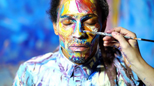 Alexa Meade painting Actor/Dancer/Director Jon Boogz in "Color of Reality."