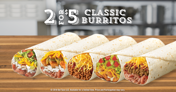 Del Taco's 2 for $5 Classic Burritos