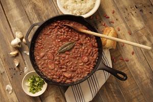 Camellia Red Beans in a Cast Iron Skillet 