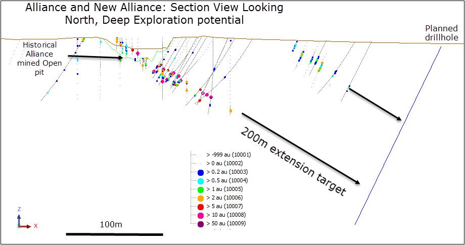 Figure 3: Alliance and New Alliance: Section View Looking North