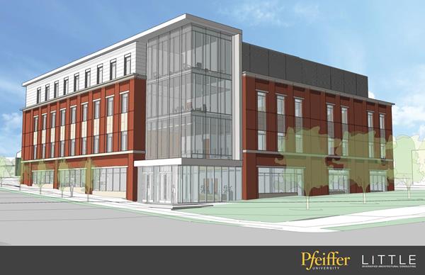 Rendering of the Pfeiffer University Health Science Center to be built in Albemarle, North Carolina.