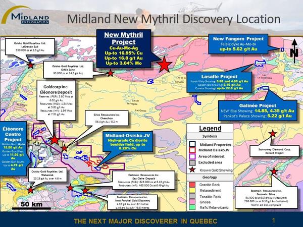 Localisation de la nouvelle découverte Mythril de Midland