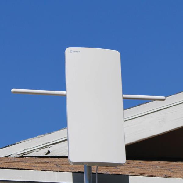 Cut the cord, watch FREE local TV with the AT-400BV Big Boy Outdoor HDTV Smartpass Amplified Antenna, a Whole-House-Solution from ANTOP! The AT-400BV is powerful enough to feed multiple TVs providing a convenient Whole-House-Solution. Engineered with a patented design to match the performance of traditional mechanical antennas, the AT-400BV includes VHF Enhancer Rods, the exclusive ANTOP Smartpass Amplifier, and a 4G LTE Filter. The AT-400BV features an amplified signal reception range of up to 70 miles and Multi-directional reception to receive free local Over-the-Air digital TV signals, from networks such as ABC, CBS, NBC, Fox, Univision, and others. Supports HDTV, 1080P TV, 4K ULTRA HD and is compatible with digital converter boxes.