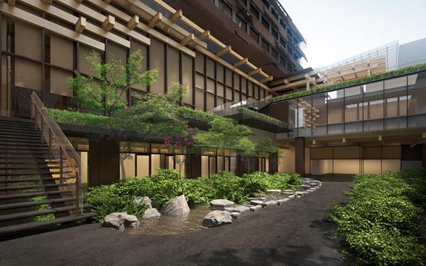 Architectural Rendering of Ace Hotel Kyoto Courtyard [credit:KKAA]