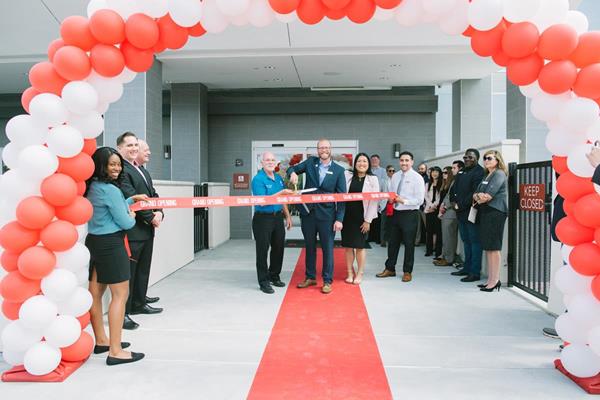 Chino Hills Mayor Peter Rogers, General Manager Brandon Jemison and Director of Sales Donna Soumphonphakdy cut the ribbon to officially open the TownePlace Suites by Marriott Ontario Chino Hills California