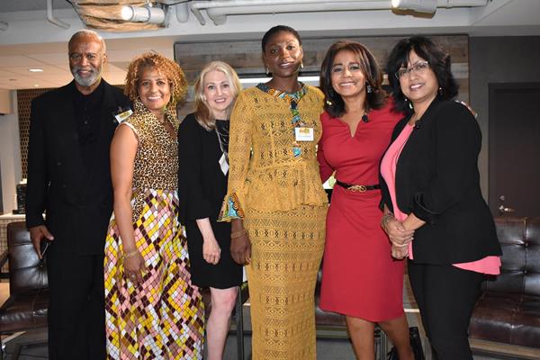 Pictured from Left to Right: A. Bruce Crawley, CEO, Millennium 3 Management and chairman, African Bicycle Contribution Foundation (ABCF); Patricia Marshall Harris, executive director, ABCF; Ms. Gerianne DiPano, CEO and founder of FemmePharma Global Healthcare; Bernice Dapaah, CEO and founder of Ghana Bamboo Bike Initiatives (GBBI); Renee Chenault Fattah, an ABCF board member, broadcast journalist, and former Wall Street attorney; Dr. Nina Ahmad, a native of Bangladesh, board member of the Philadelphia Foundation, and a former Deputy Mayor, city of Philadelphia