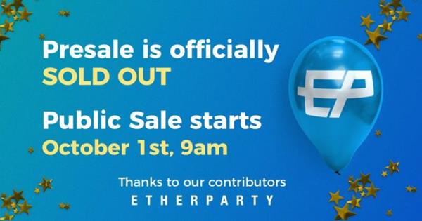 Etherparty public sale starts Oct 1