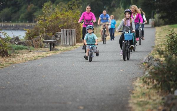 A scenic paved biking trail called the Olympic Discovery Trail meanders from Port Townsend to Port Angeles, Washington and beyond. 