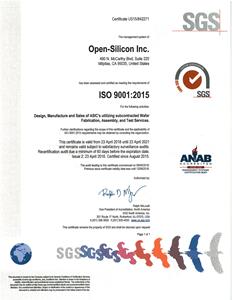 Open-Silicon Achieves ISO 9001:2015 Certification 