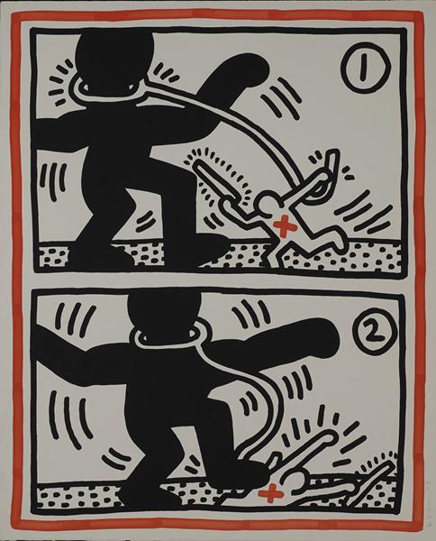 Keith Haring, Free South Africa, 1985 (#3), hand-signed lithograph, 40 x 32 inches