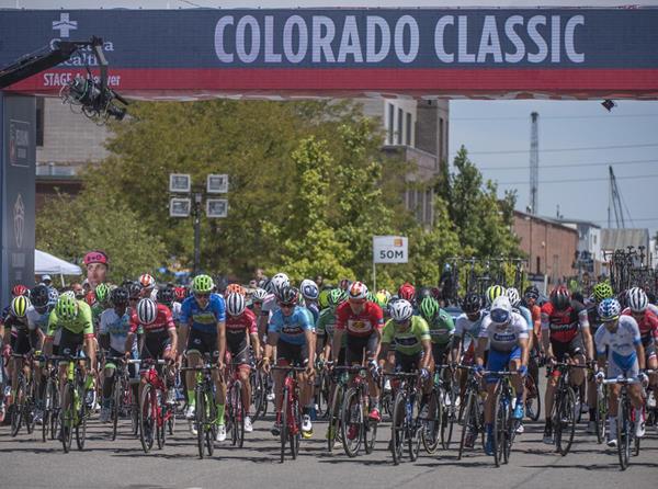Riders set out on Stage 4 of the inaugural Colorado Classic in Denver's RiNo Art District in 2017. The Second Annual Colorado Classic will be held Aug. 16-19 in Vail and Denver. (Evan Semon/Colorado Classic)