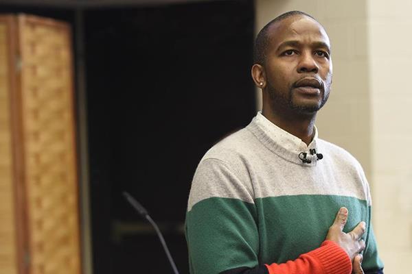 NFL’s LGBT Inclusion Consultant Wade Davis speaks on intersectionality at Bunker Hill Community College