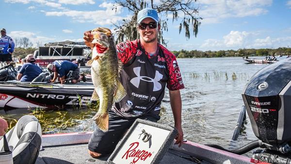 Canadian pro Chris Johnston of Peterborough, Ontario, brought a five-bass limit weighing 25 pounds, 7 ounces, to the scale Friday to top the pro standings after Day Two of the FLW Tour at the Harris Chain of Lakes presented by Lowrance.