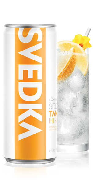 High Res PNG Svedka Seltzer Tangerine Hibiscus Can and Glass