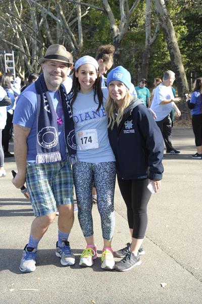 (l-r) David Dubin (founder & patient advocate for AliveAndKickn), Alyssa Frost (volunteer event director for Get Your Rear in Gear – New York City), and Anne Carlson (president of the Colon Cancer Coalition) at Get Your Rear in Gear – New York City in October 2017.