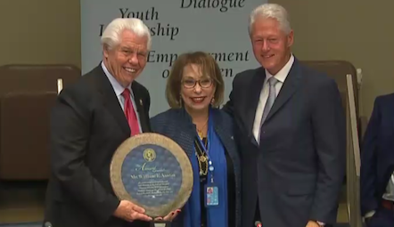 William F. Austin was named First Goodwill Global Ambassador for Ear and Hearing Health at United Nations Headquarters in New York today. Co-Founder and President of IFPSD Sally Kader presented the award to Mr. Austin after President Bill Clinton spoke on the global success of Starkey Hearing Foundation's sustainable hearing healthcare programs. 