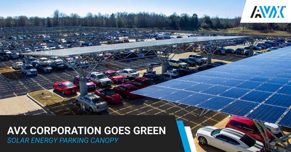 AVX's Corporate Headquarters Goes Green with 908kW Solar Energy Parking Canopy Installation