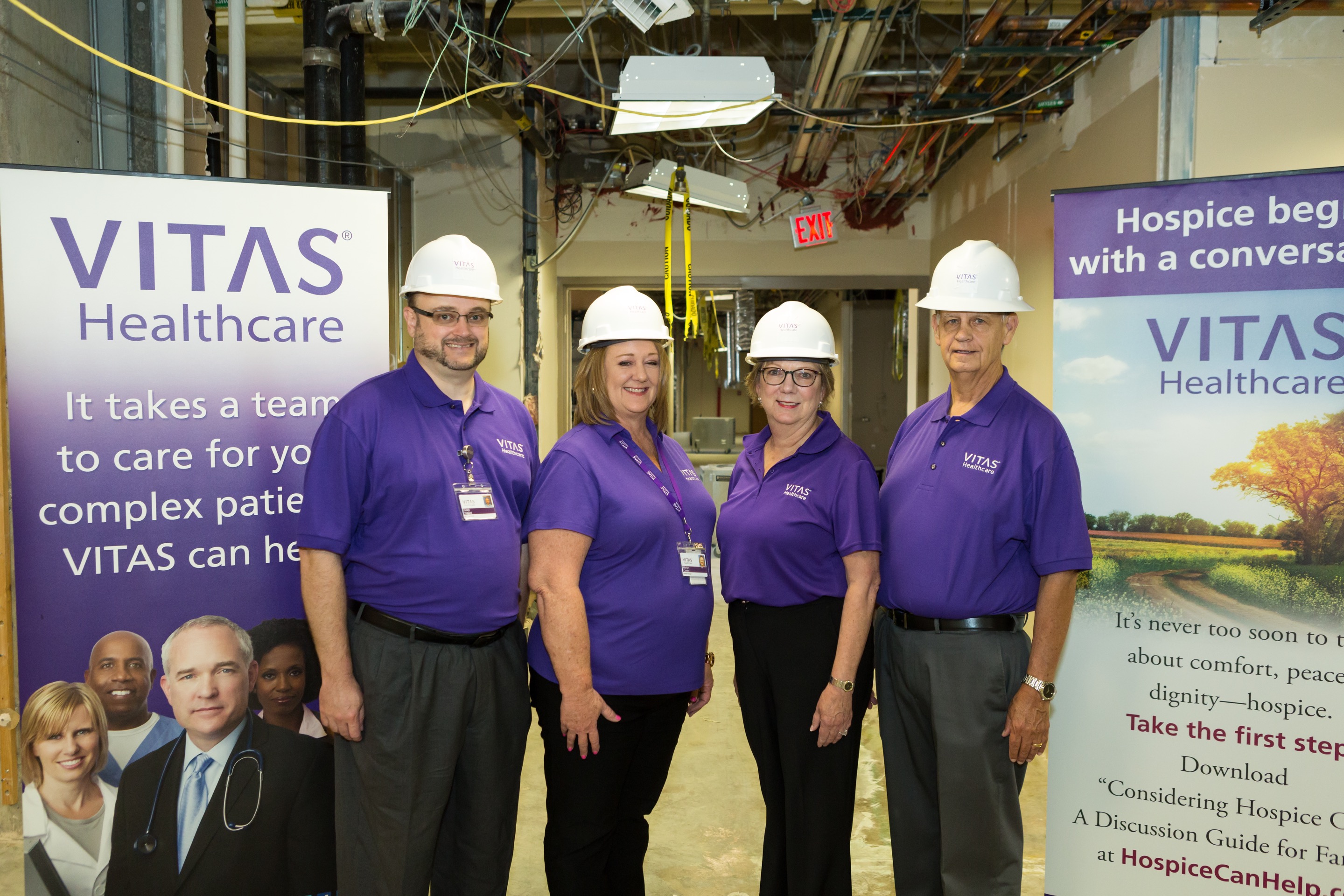 Left to right: VITAS of Dallas executives senior VP of operations Craig Tidwell, general manager Marilyn Conley, VP of operations Kathy Prechtel, and regional medical director James Wright, MD.