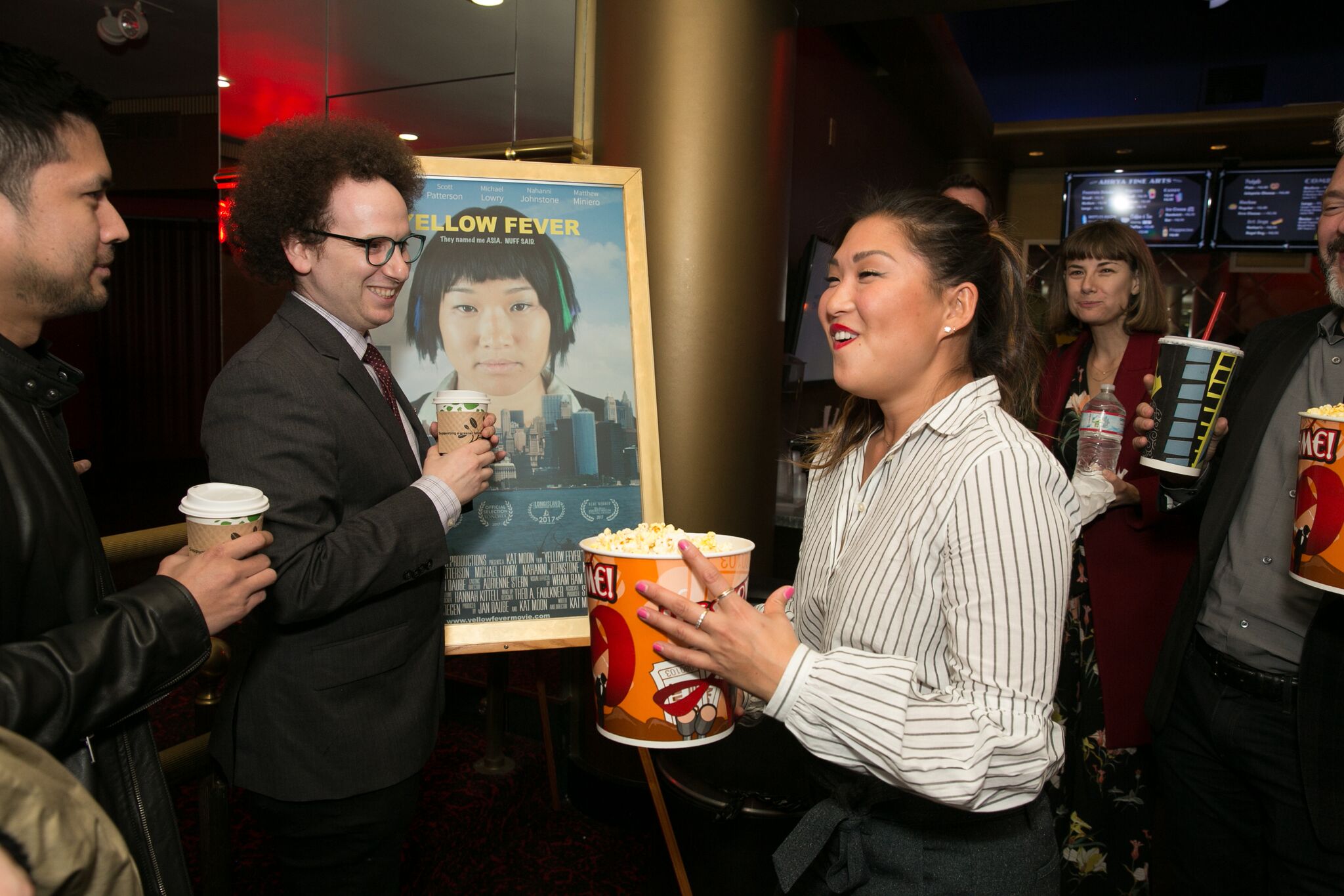 Glee reunion!!  Josh Sussman (L) and Jenna Ushkowitz (R) share a laugh at the LA Premiere of "Yellow Fever."  Photo credit: Gillian Perry.