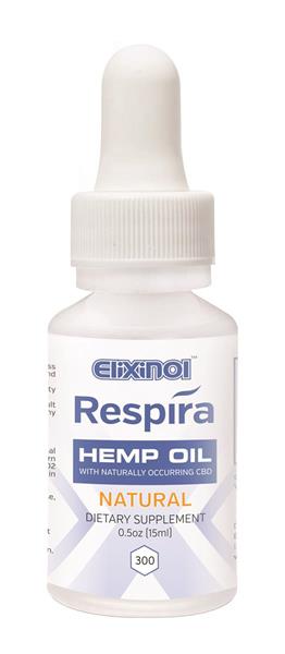 Respira CBD oil for oral, topical or vape use by Elixinol. 300mg, Natural Flavor