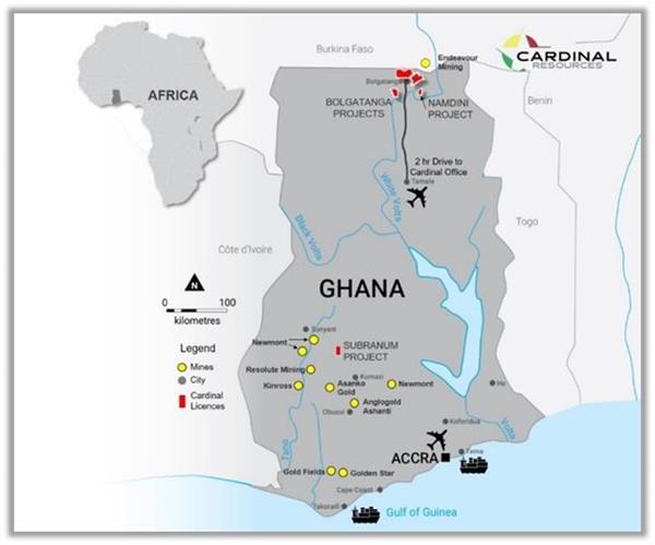 Figure 1: Cardinal Resource’s Tenements in Ghana