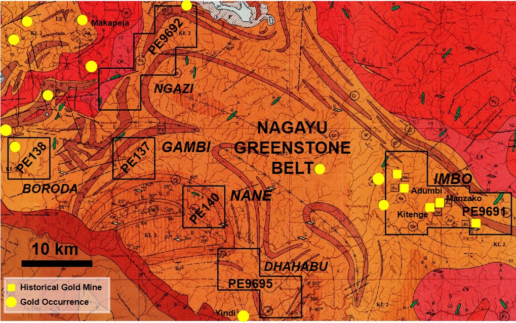 Figure 1. Licences in the Ngayu greenstone belt