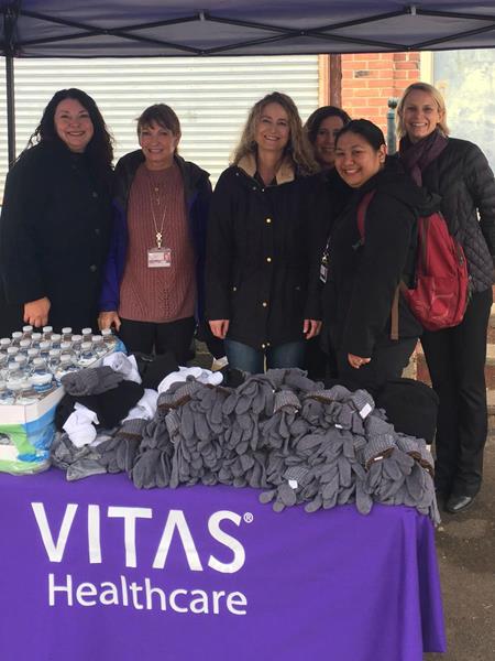VITAS staff handed out gloves, hats, socks and water bottles to everyone who attended the event on November 28. 

Pictured from left: Nancy Cordova, Pamela Mello Dennis, Amy Harris, Janine Siegel, Kristin Antonio, and Lena Nilsson.