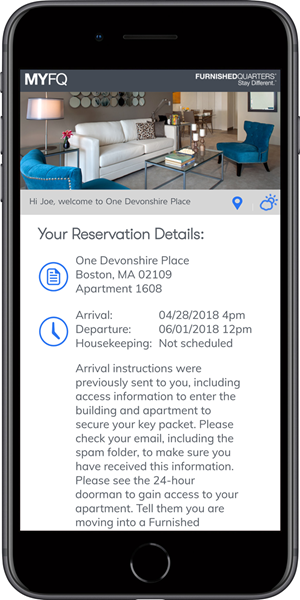 MyFQ 2.0 Reservation Details page as viewed on smartphone