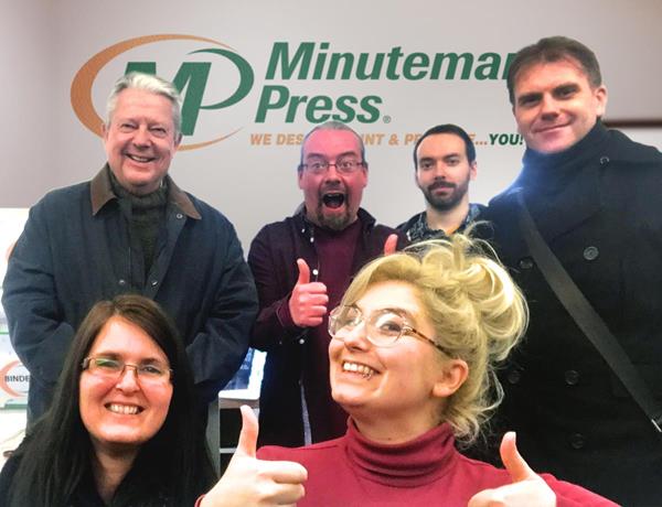 Meet the Minuteman Press franchise team, Norwich, England - L-R: Anne, Philip, Sean, Morwenna, Danny, and Daniel.