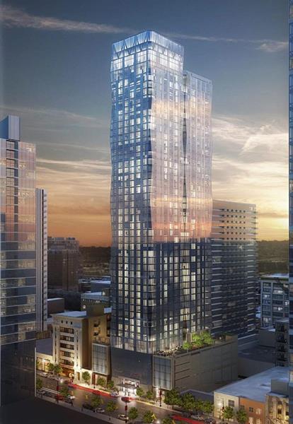 New apartment tower in Chicago's South Loop will contain 500 luxury rental units. (image credit: SCB)