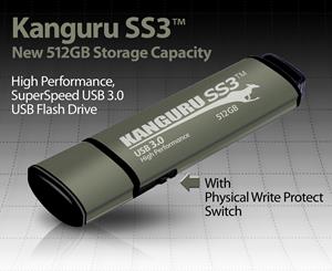 The Kanguru SS3 512GB USB flash drive is the world's largest capacity flash drive with a physical write protect switch