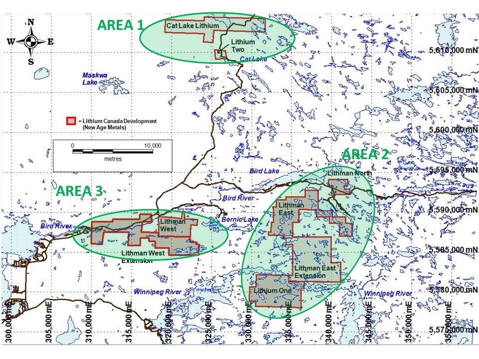 Figure 1 – Project areas under new Exploration Agreement with the Sagkeeng Nation