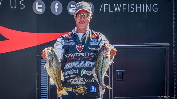 Pro Andy Morgan of Dayton, Tennessee, weighed an 18-pound, 5-ounce limit of largemouth bass to take the lead on Day One of the FLW Tour at Lake Cumberland presented by General Tire. Morgan will bring a 1-pound, 6-ounce lead into Day Two of the four-day event that features a field of 183 of the world’s best bass-fishing professionals competing for top awards of up to $125,000 cash.