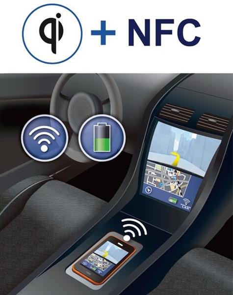 ROHM's solution offers wireless charging as well as more detailed communication between the car and the device through NFC.