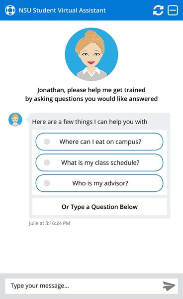Created by NSU’s Office of Innovation and Technology, Julie is an AI chatbot that will optimize the university experience.