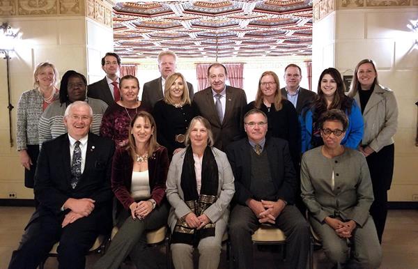 AIChE’s Board of Directors for 2019: Front row from left: Joseph Smith, Christine Seymour, Kimberly Ogden, Monty Alger, Rosemarie Wesson. Behind from left: June Wispelwey (AIChE Executive Director), Mary Kathryn (Kathy) Lee, Billy Bardin, Lori McDowell, Timothy Olsen, Ana Davis, Al Sacco, Kristi Anseth, David Sholl, Kate Gawel, Erin Kane. Not shown: Marianthi Ierapetritou, Cato Laurencin. 