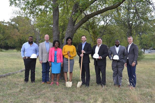 Hotels' ground breaking participants from left to right: Brandon Carr, City of Lancaster; Dale Jackson, City of Lancaster; Bester Munyaradzi, City of Lancaster; Emma Chetuya, City of Lancaster; Jeff Carona, Carona Hospitality, LLC; Herb Bowman, Choice Hotels International; Tracy Perry, First Guaranty Bank; Jared Meabon, Choice Hotels International