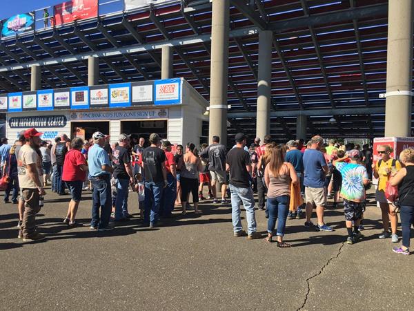 Fans line up outside Lake Erie Speedway in anticipation for the Bandit Big Rig Series event on Saturday, July 7th.
