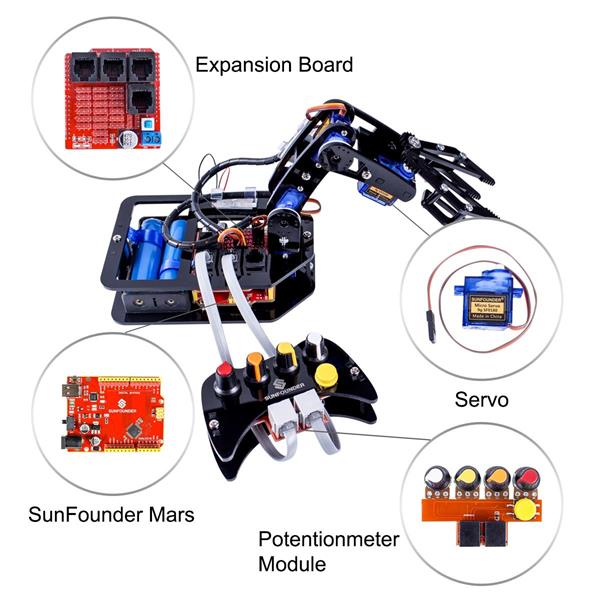 STEAM Robo-Arm Kit for Arduino - Primary components 