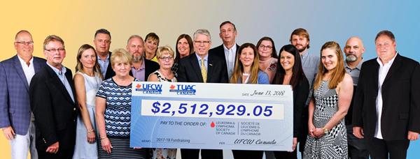 La campagne annuelle des TUAC Canada pour la Société de leucémie et lymphome du Canada dépasse les 2,5 millions $